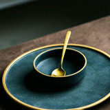 Dark Turquoise with Gold Inlay Tableware Collection (Matte)
