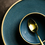 Dark Turquoise with Gold Inlay Tableware Collection (Matte)