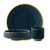 Dark Turquoise with Gold Inlay Tableware Collection (Matte)