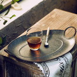 Vintage Metal Bread Tray with Circular Handle