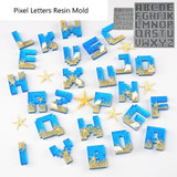 Pixel Letters Mold Alphabet Resin Mold, Unique Mold