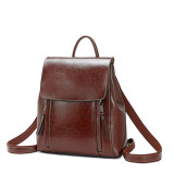 Women Oil Wax Cowhide Backpacks Vintage Female Shoulder Bag