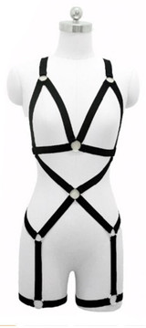 O Ring Full Body Bondage Harness Cage Bra Goth Fetish Lingerie