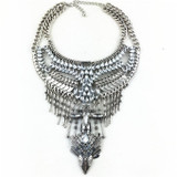 Bold Boho Statement Necklace In Silver