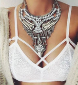 Bold Boho Statement Necklace In Silver