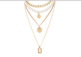 Multi Layered Fashion Pearl Virgin Mary Coin Necklace Multi Layered Fashion Pearl Virgin Mary Coin Necklace