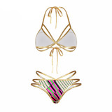 Gold Trim African Violet Bikini