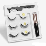 Magnetic Eyelashes set 3 pairs & Magnet Liquid Eyeliner plus a Tweezer