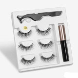 Magnetic Eyelashes set 3 pairs & Magnet Liquid Eyeliner plus a Tweezer