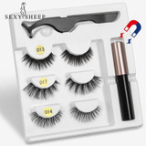 Magnetic Eyelashes set 3 pairs & Magnet Liquid Eyeliner plus a Tweezer