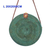 Round Handmade Woven Rattan Beach Cross Body Circle Bohemia Straw Handbag