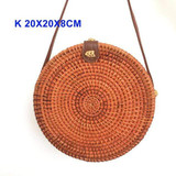 Round Handmade Woven Rattan Beach Cross Body Circle Bohemia Straw Handbag