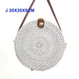 Round Handmade Woven Rattan Beach Cross Body Circle Bohemia Straw Handbag