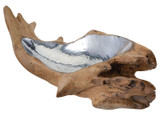 Natural Teak / Aluminum Short Teak Root Bowl With Aluminum Insert - Style: 7498270