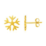 Snowflake Earrings - 14K Gold, Stud, Pushback Snowflake Earrings - 14K Gold, Stud, Pushback