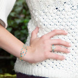 Pear Moonstone Ring w/ Turquoise | Sterling Silver, 14K Gold Plating