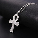 Womens Ankh Necklace | Egyptian Ankh Cross Pendant w/ CZ Womens Ankh Necklace | Egyptian Ankh Cross Pendant w/ CZ