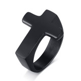 Mens Cross Ring Sideways | Stainless Steel - Silver, Gold, Black