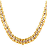 Curb Chain Necklace - 9 mm | Mens Chain Gold Silver Two Tone