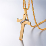 Men's Bible Cross Necklace | Lords Prayer Pendant with Ring