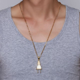 Gold Plug Necklace Iced Out | Hip Hop Plug Pendant