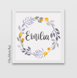 Personalized Name Flower Wreath
