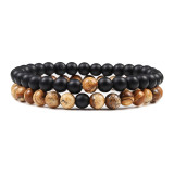 2-Piece Malachite Black Lava Natural-Stone Strand Bracelet