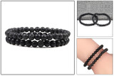 2-Piece Malachite Black Lava Natural-Stone Strand Bracelet
