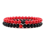 2-Piece Malachite Black Lava Natural-Stone Strand Bracelet