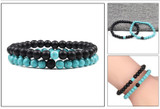 2-Piece Malachite Black Lava Natural-Stone Strand Bracelet