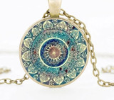 Yoga Cabochon Glass Pendant Necklace