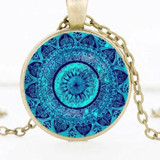 Yoga Cabochon Glass Pendant Necklace