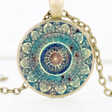 Yoga Cabochon Glass Pendant Necklace