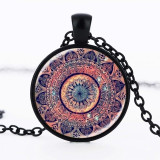 Yoga Cabochon Glass Pendant Necklace
