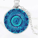 Yoga Cabochon Glass Pendant Necklace