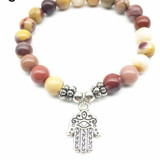 Designer Yoga Strand-Bracelet with Natural Mookaite Jasper Stones