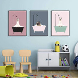 Funny Dog Bath Canvas Poster Art Print