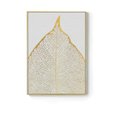 Golden Abstract Leaf Flower Wall Art