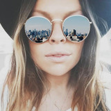 2017 New Sunglasses Women Rose Gold Metal Frame Circle Glasses Mirrored Brand Designer Round Sun Glasses for Women Lunette