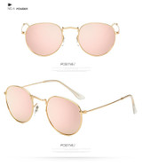 2017 New Sunglasses Women Rose Gold Metal Frame Circle Glasses Mirrored Brand Designer Round Sun Glasses for Women Lunette
