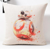 Star Wars Watercolor Throw Pillows, R2-D2, C-3P0, Yoda and BB-8