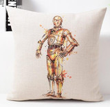 Star Wars Watercolor Throw Pillows, R2-D2, C-3P0, Yoda and BB-8