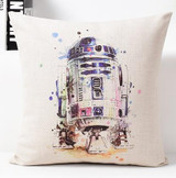 Star Wars Watercolor Throw Pillows, R2-D2, C-3P0, Yoda and BB-8