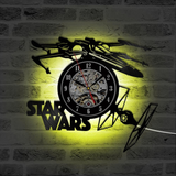 Novelty Star Wars Clock, X-wing Tie Fighter with Optional Changing Color LED Lights