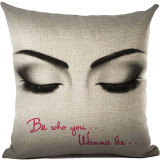Sexy Girl Eyes Closed with Be Who You Wanna Be Quote Throw Pillows