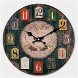 Large Rustic Wood Wall Clock, 16", Worn Deep Green