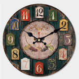 Large Rustic Wood Wall Clock, 16", Worn Deep Green