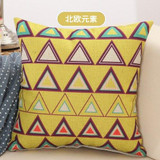 Yellow Triangle Geometric, Retro Pattern Throw Pillows