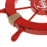 Mediterranean Nautical Red Helm, Ship Wheel Home Decor