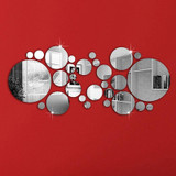 Circle, Round Mirrors Decoration, Wall Stickers, Modern Wall Art, Home Bedroom Office Decor, Silver, 30Pcs, DIY